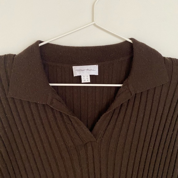 90’s Brown Collard Sweater - Picture 1 of 2
